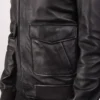 Coffmen Black A2 Leather Bomber Jacket Gallery 2