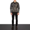 Faisor Distressed Brown Leather Biker Jacket Gallery 4