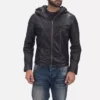 Spratt Black Hooded Leather Jacket